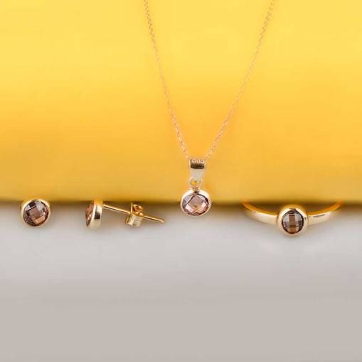 14k Altın Renkli Taşlı Set - 1