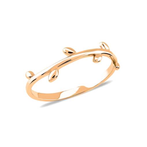 14k Rose Altın Minimal Dal Yüzük - 1