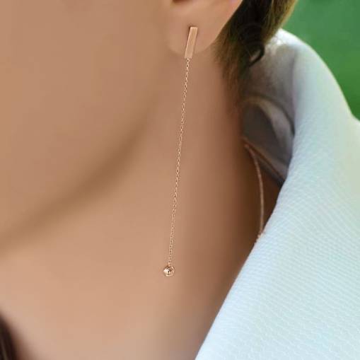 14k Rose Altın Sallantılı Küpe - 1