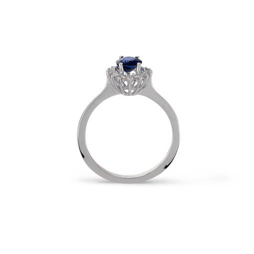 Pırlantalı Oval Safir Taşlı Yüzük - 2